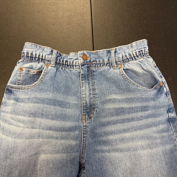 Jordache Womens Paperbag High-Waisted Jeans Size Large 31”W Raw Hem Medium Wash - Picture 6 of 14